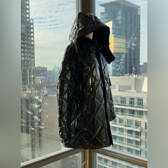 🆕 ALO YOGA 🧿 NWOT Snomoto Puffer Jacket, Black Patent Finish - Sz L / US 12-14 - Picture 6 of 16